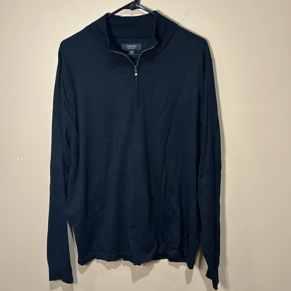 Nordstrom Merino Wool coolMax Quarter Zip sweater in Black XL